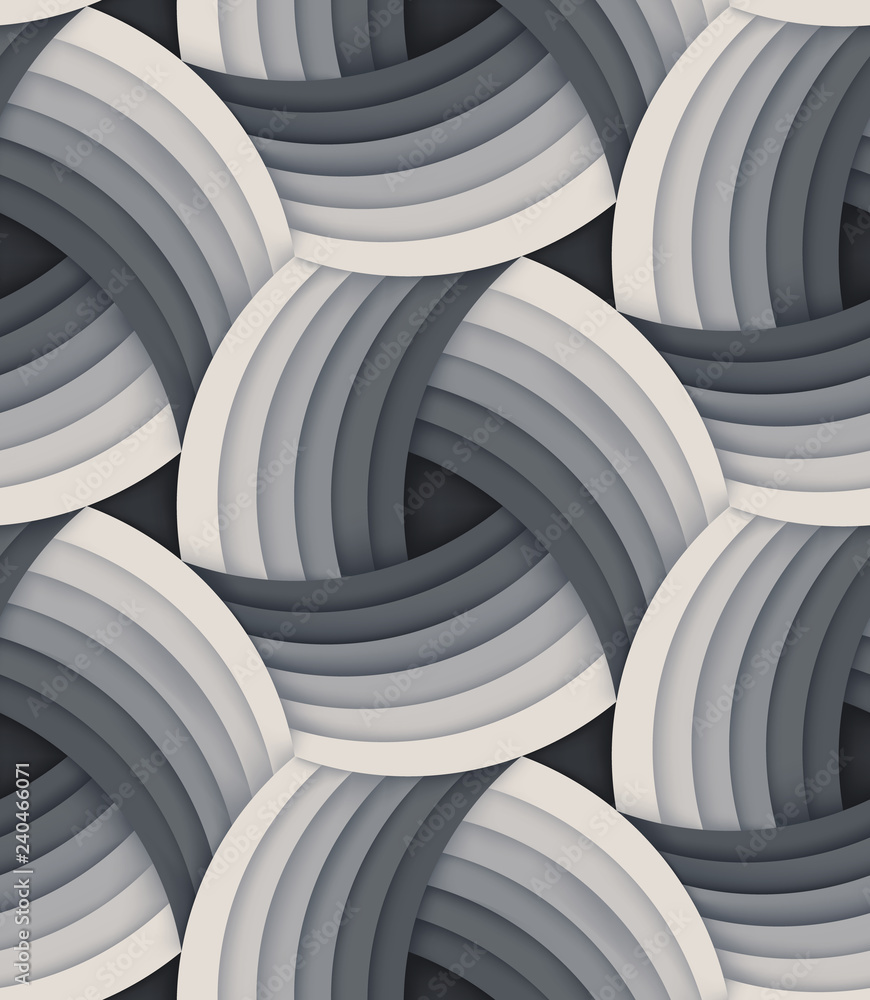 Fototapeta premium Seamless Geometric Pattern in Gray Tones. Circular Grid. EPS 10 Vector Background.
