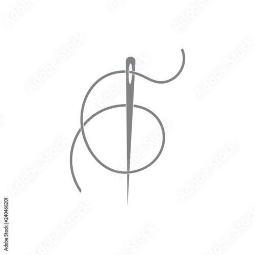 thread and needle simple logo vector