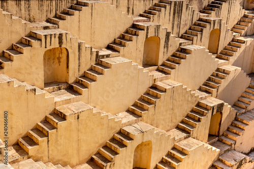 Architecture of stairs at Abhaneri baori stepwell in Jaipur Rajasthan india. photo