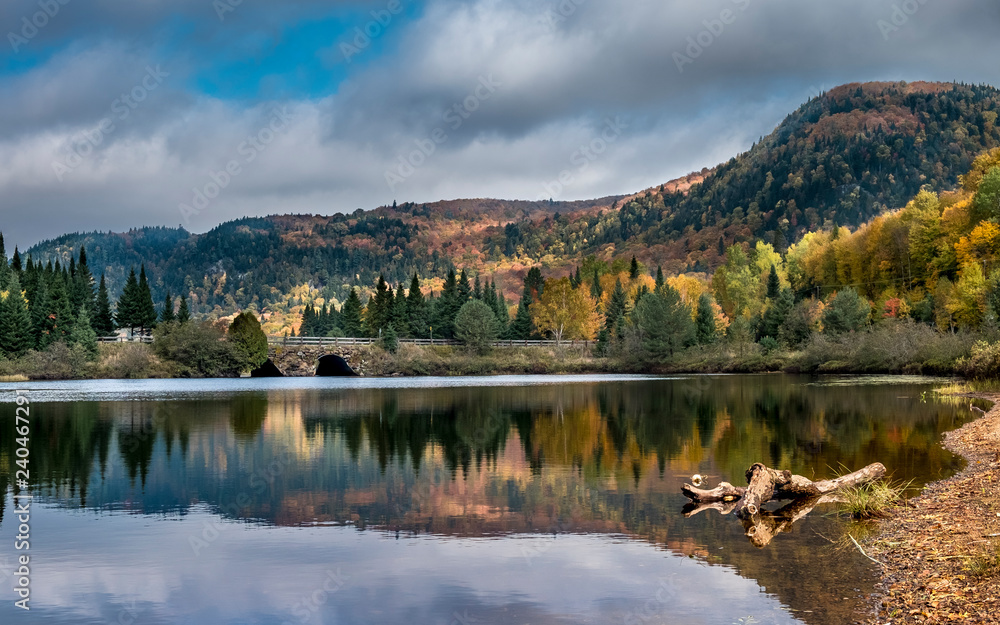 Beautiful autumn scenery at Mont Tremblant National Park in the beautiful province of Quebec in Canada