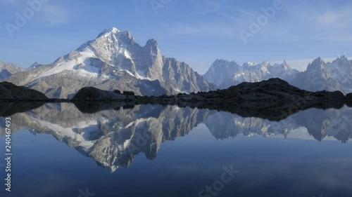 Wallpaper Mural Colourful sunset on Lac Blanc lake in France Alps. Monte Bianco mountain range on background. Vallon de Berard Nature Preserve, Chamonix, Graian Alps. Timelapse video Torontodigital.ca