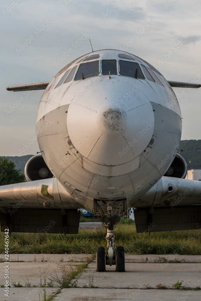 The nose of the landed plane in detail. The nose of the landed plane in detail.