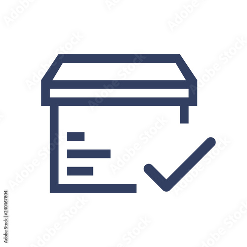 Line icon approved carton box isolated on white background. Vector illustration.