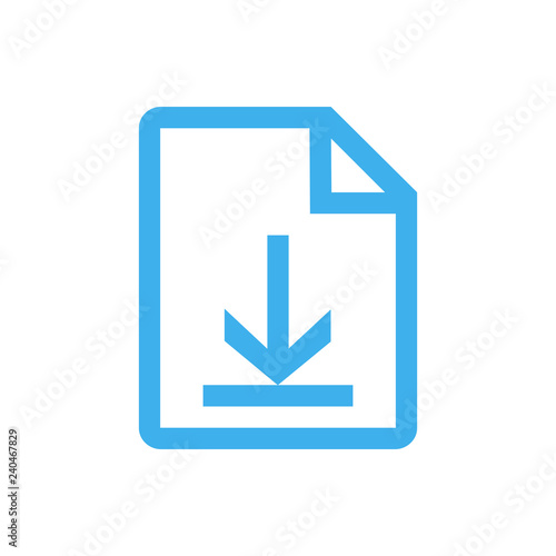 Line icon download document isolated on white background. Vector illustration.
