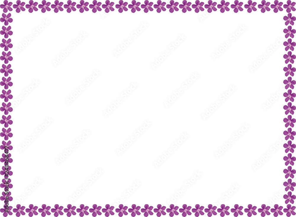 Pink flower frame of five petals on white background Pink flower frame of five petals on white background