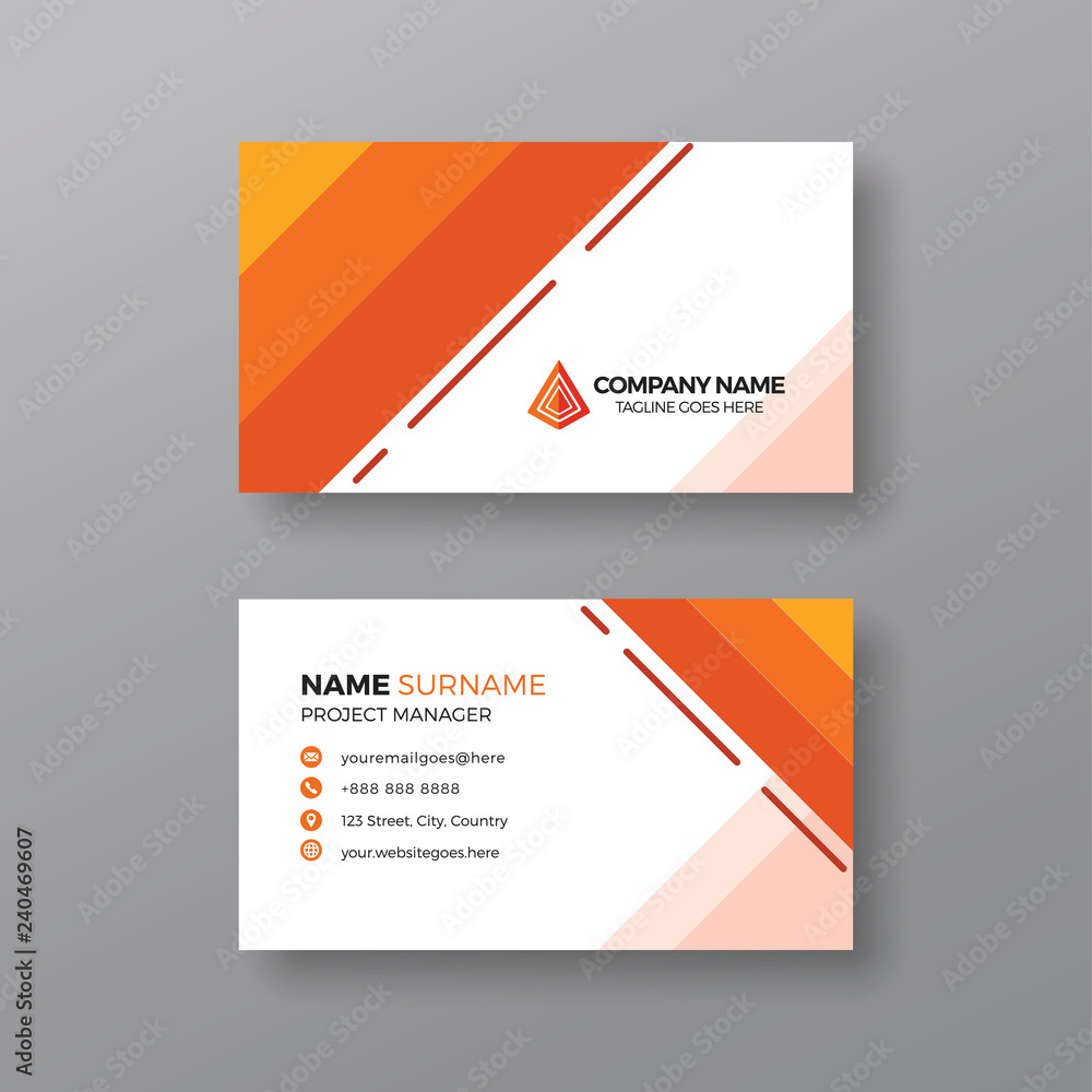 Corporate business card template with orange details