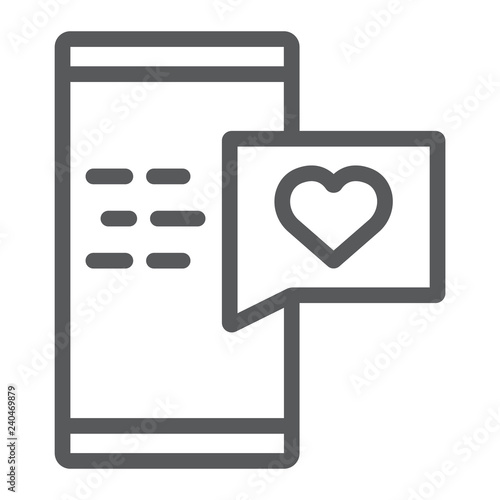 Love message line icon, chat and romance, romantic chat sign, vector graphics, a linear pattern on a white background.