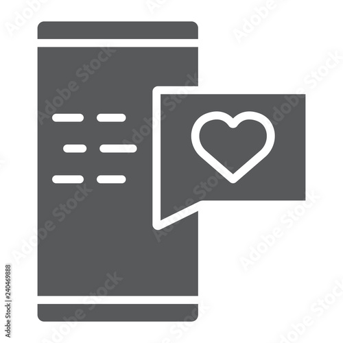 Love message glyph icon, chat and romance, romantic chat sign, vector graphics, a solid pattern on a white background.