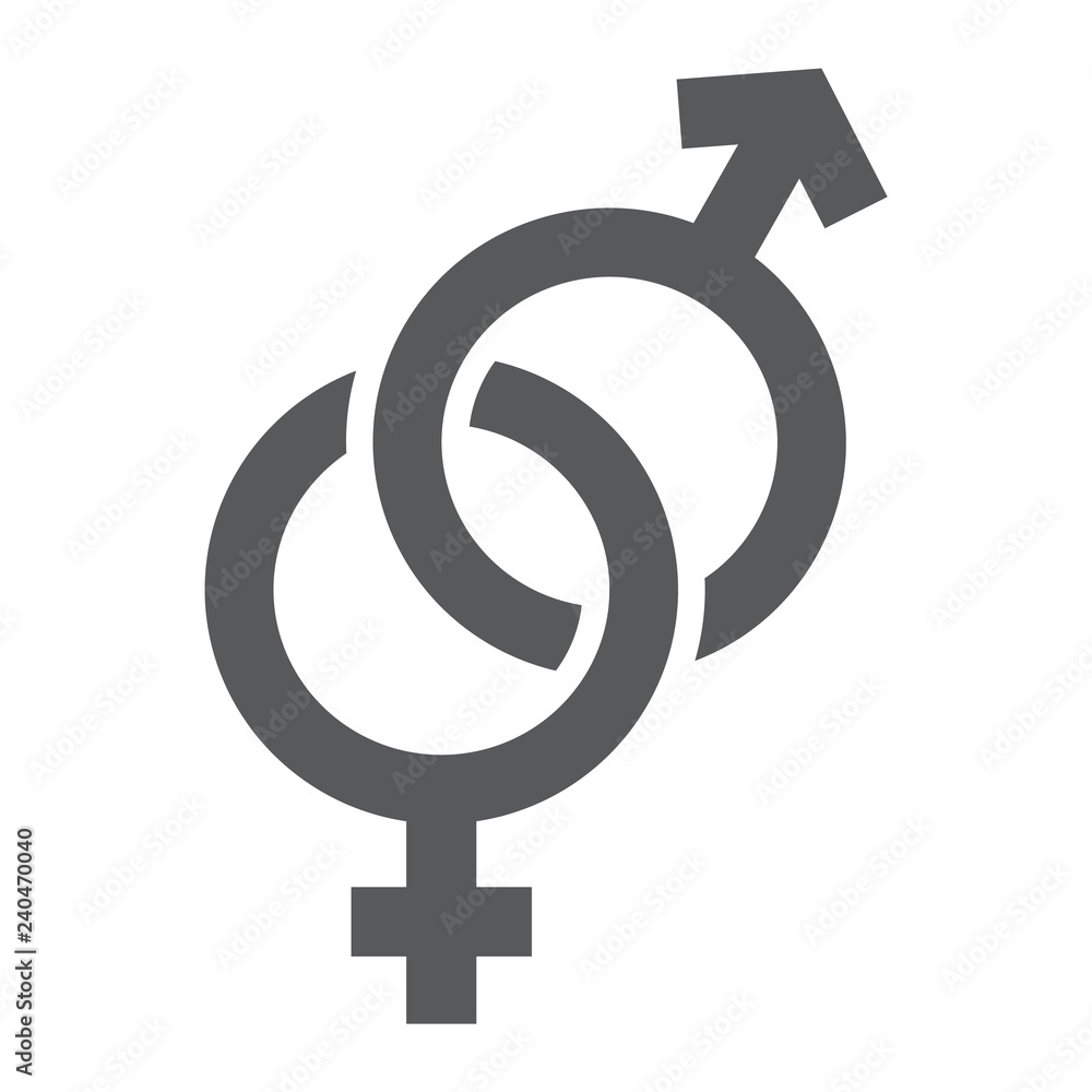 Gender signs glyph icon, love and sex, heterosexual sign, vector graphics, a solid pattern on a white background. Gender signs glyph icon, love and sex, heterosexual sign, vector graphics, a solid pattern on a white background.
