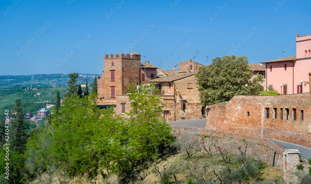 Viewpoint with fortress walls of old Certaldo