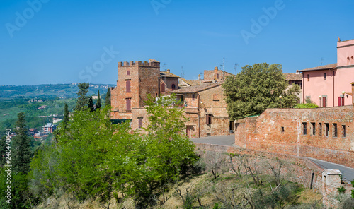Viewpoint with fortress walls of old Certaldo