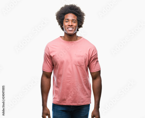 Afro american man over isolated background with a happy and cool smile on face. Lucky person.