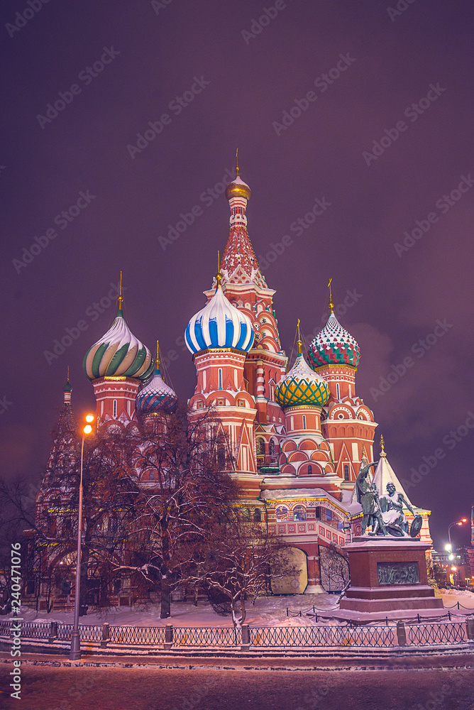 Saint Bazil's Cathedral in winter by night Saint Bazil's Cathedral in winter by night