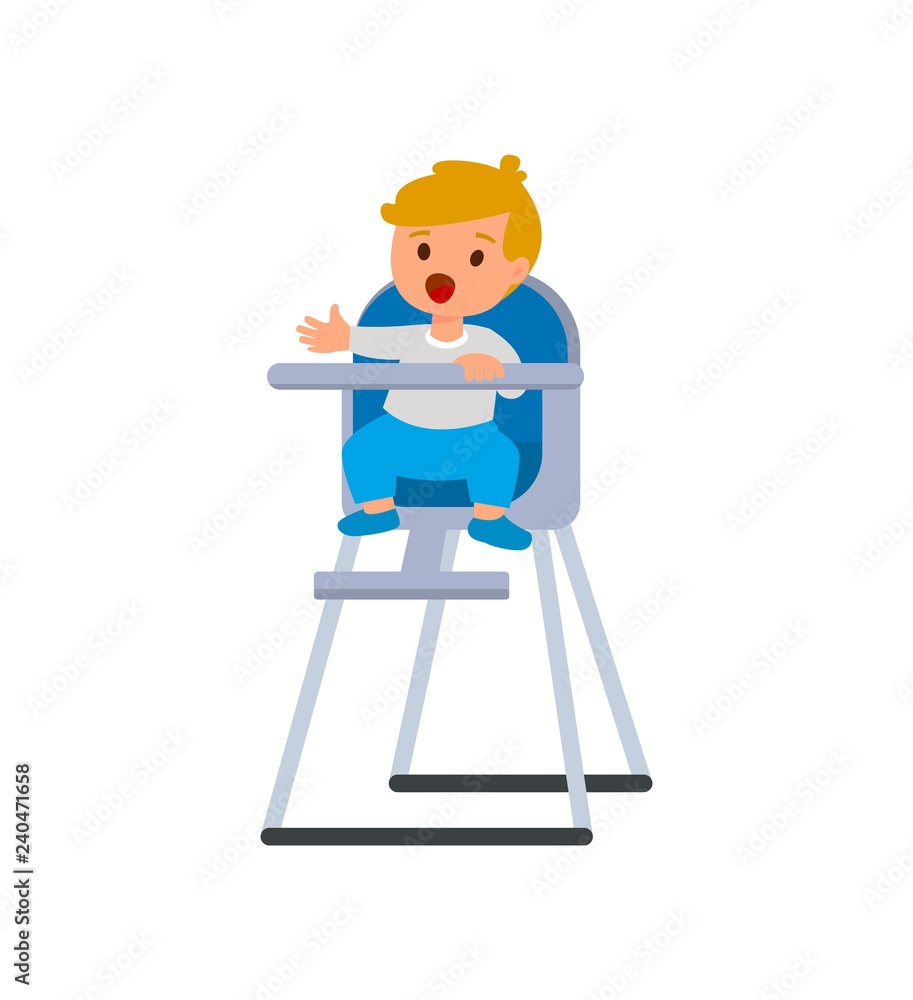 child-boy-in-baby-highchair-with-plate-of-porridge-vector-cartoon