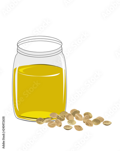 Hemp oil n a glass jar isolated on a white background. Vector