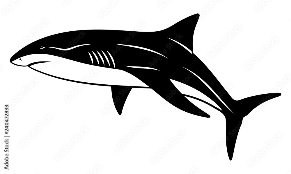 Obraz premium Vector shark in the form of a tattoo