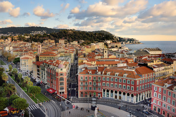 Fotobehang Nice Luchtfoto van Place Massena in Nice  © Maria Sbytova