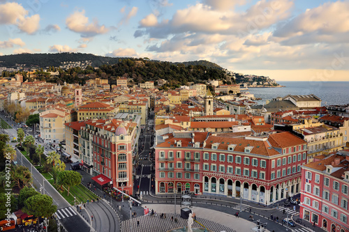 Aerial view of Place Massena square in Nice, France