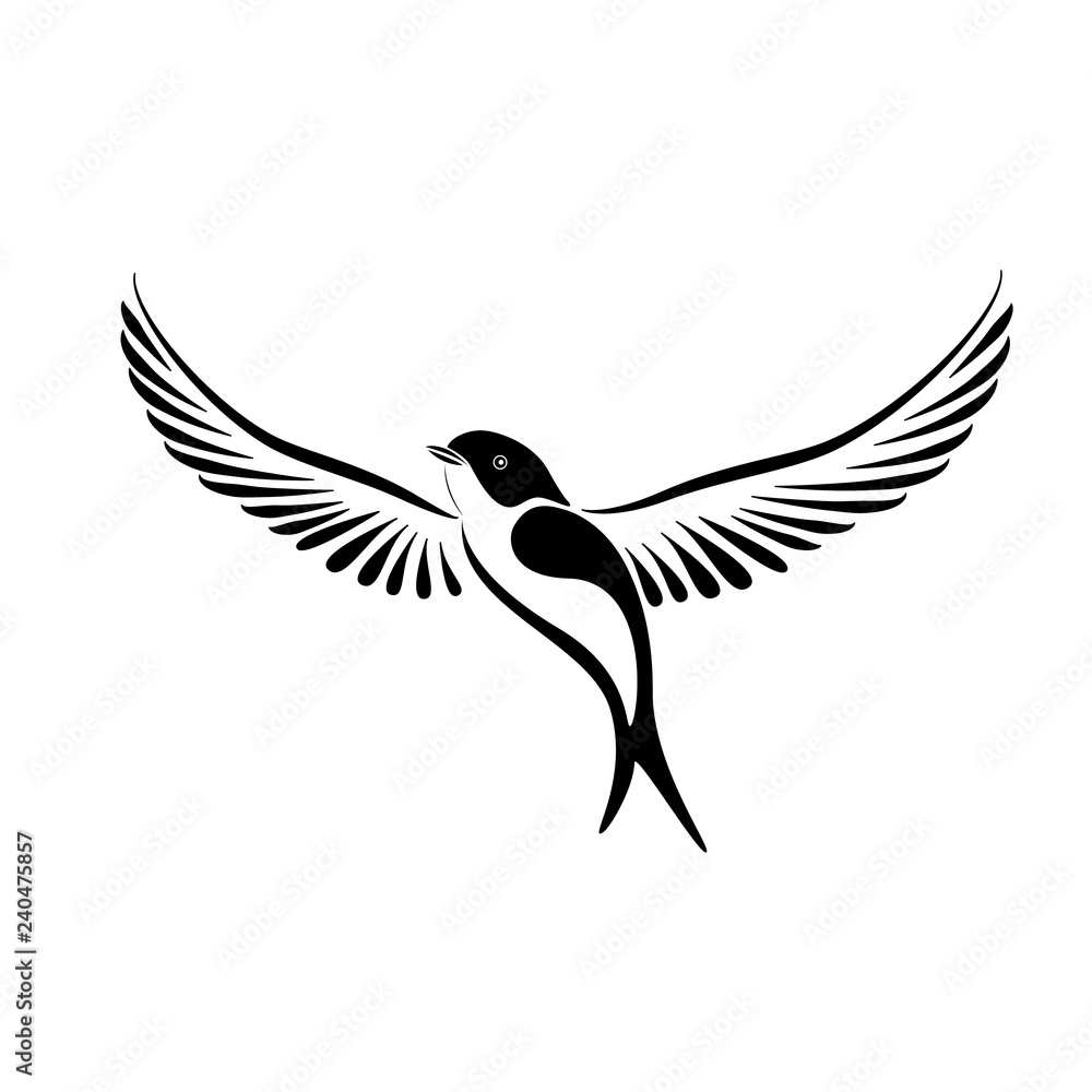 Stylized swallow illustration in black and white Stylized swallow illustration in black and white