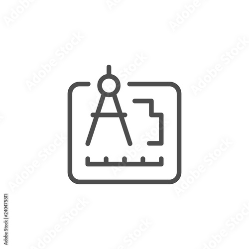Engineering document line icon