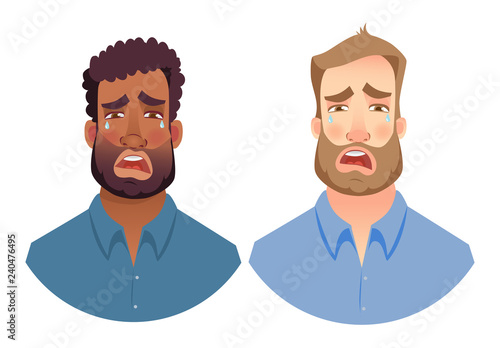 emotions of man face set