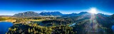 Drone shot, aerial view, Barmsee and Grubsee,, Garmisch-Partenkirchen region, Ostallgäu, Bavaria, Germany