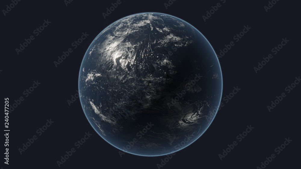 Planet isolated on dark background. 3D rendering.