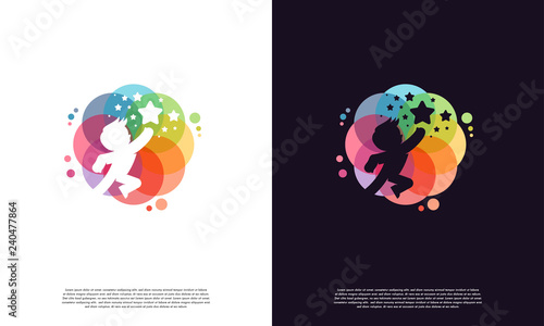 Colorful Child Reaching Star logo vector  Education logo designs template  design concept  logo  logotype element for template