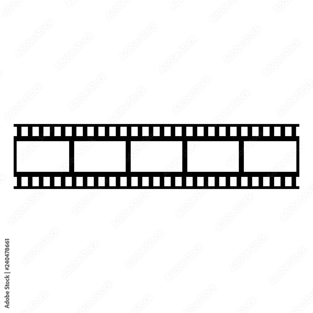 Photografic camera film vector black icon. Cinema filmstrip seamless design vector icon.