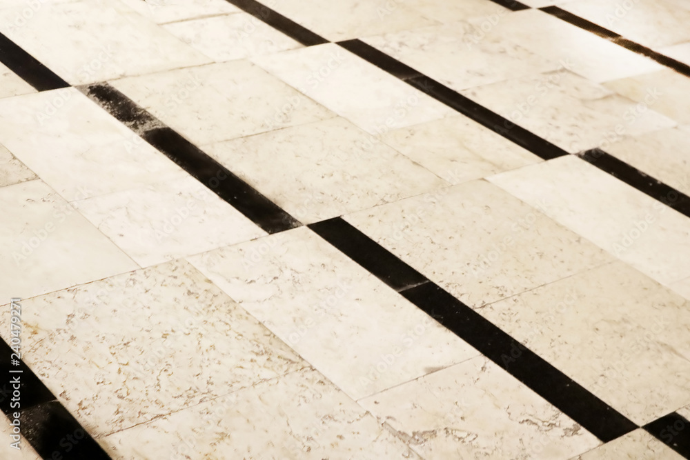 Fototapeta premium Floor in the Basilica of the Annunciation, Nazareth, Israel. Visual illusion - it seems that these are steps, but the floor is flat
