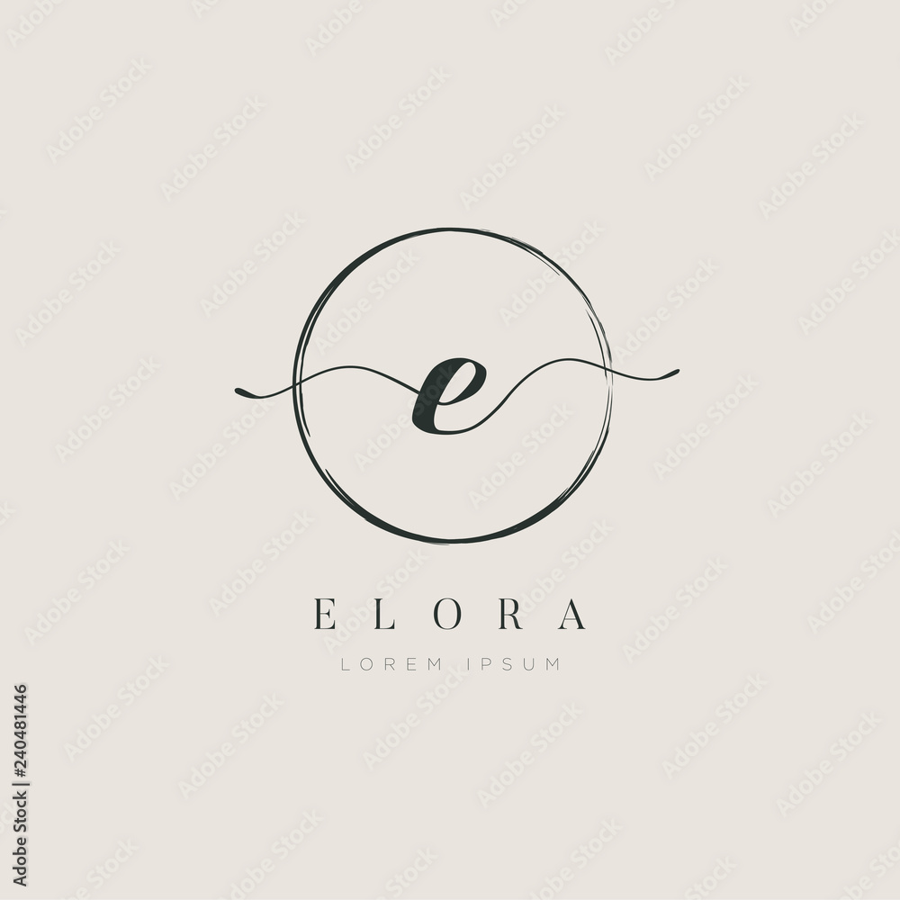 Simple Elegant Letter E Logo With Circle Brush Stock Vector | Adobe Stock