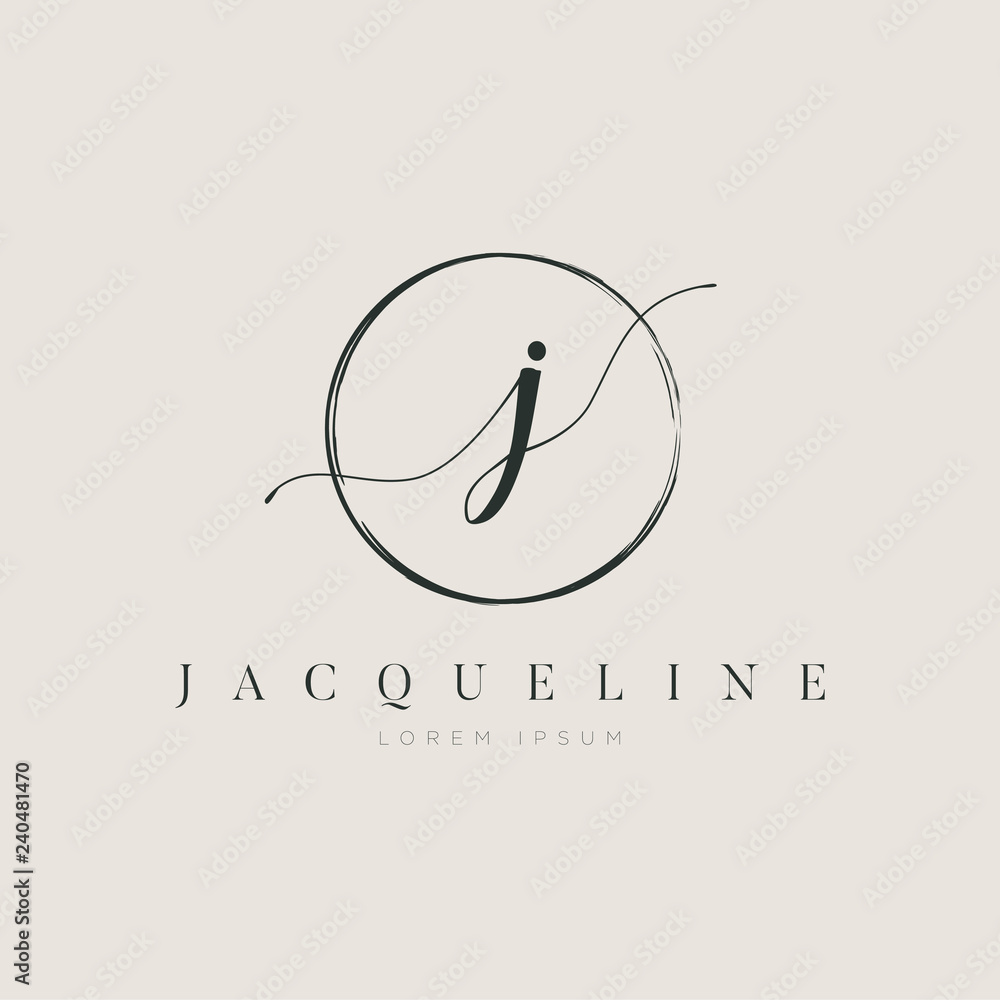 Simple Elegant Letter J Logo With Circle Brush Stock Vector | Adobe Stock