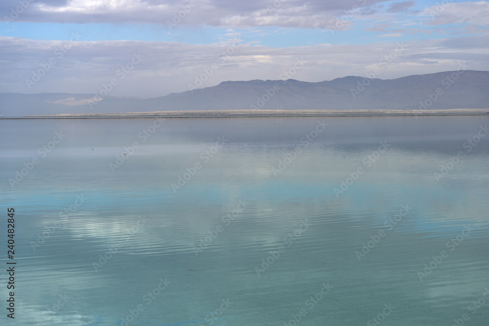 Fototapeta premium Dead sea seascape in cloudy weather