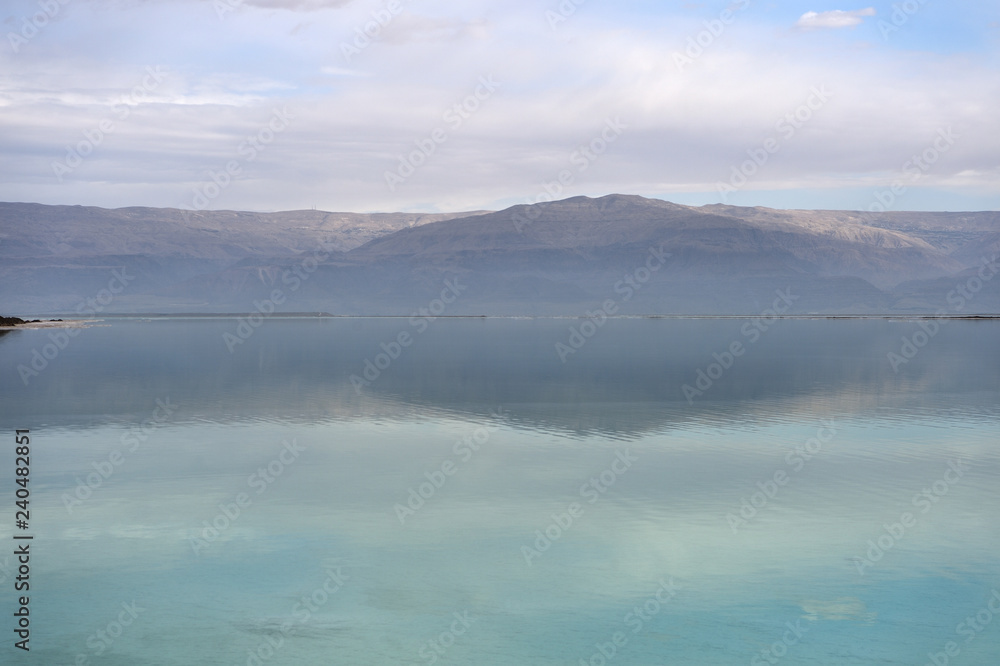 Dead sea seascape in cloudy weather