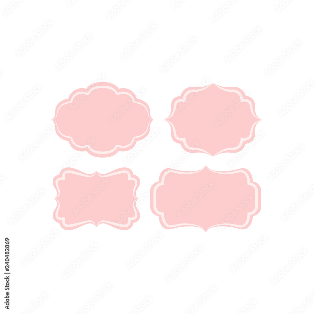 Pink vintage frame vector template. Border frame retro blank template