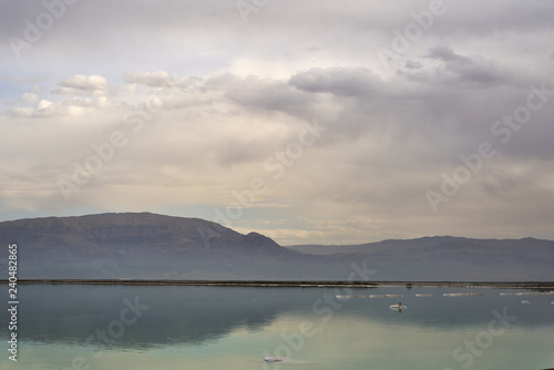 Dead sea seascape in cloudy weather