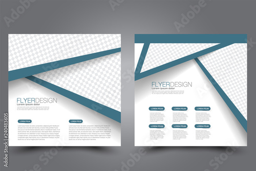 Square flyer design. A cover for brochure.  Website or advertisement banner template. Vector illustration. Blue color.