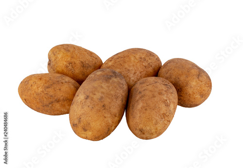 Untreated potato tubers white background