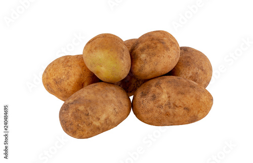 Untreated potato tubers white background
