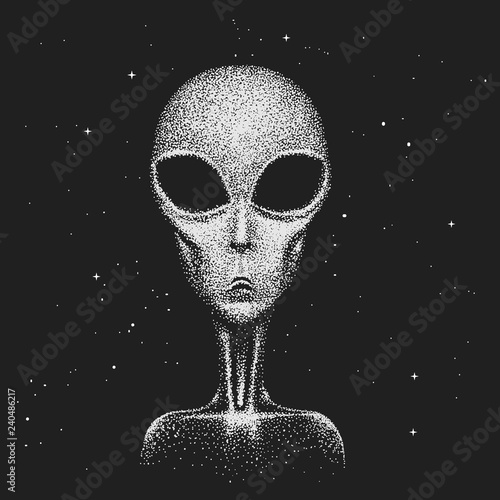 Face of alien in space.