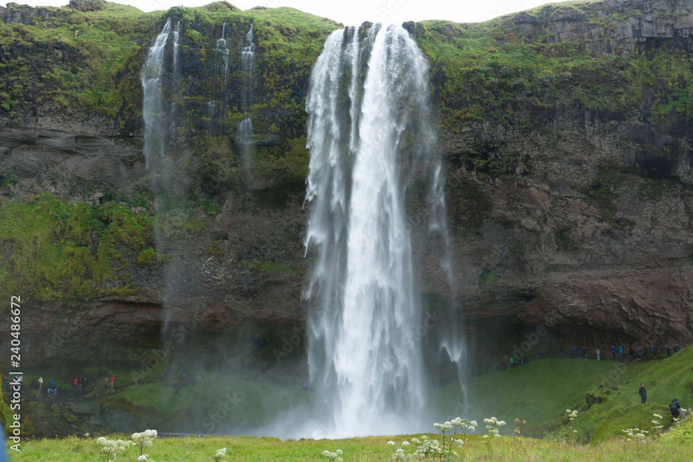 Seljalandsfoss falls in summer season view, Iceland Seljalandsfoss falls in summer season view, Iceland