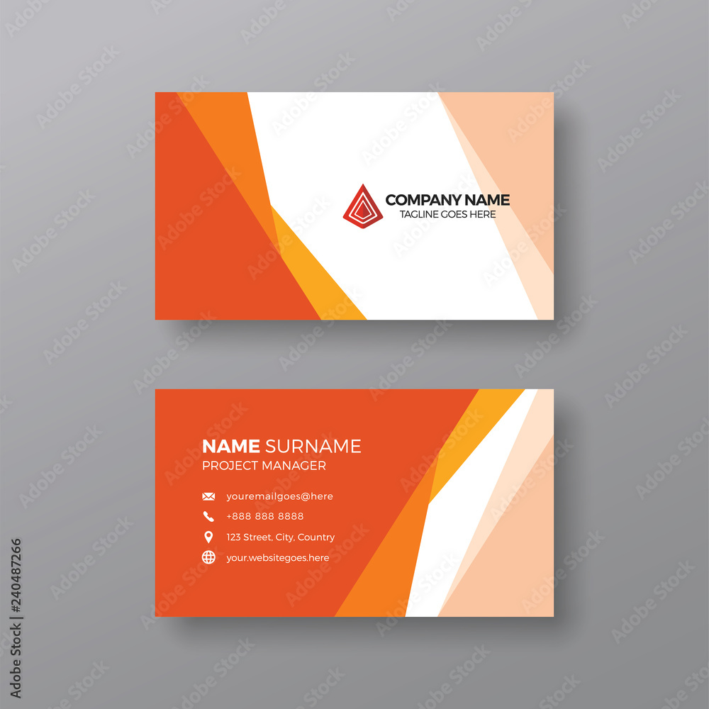 Fototapeta premium Corporate orange business card template