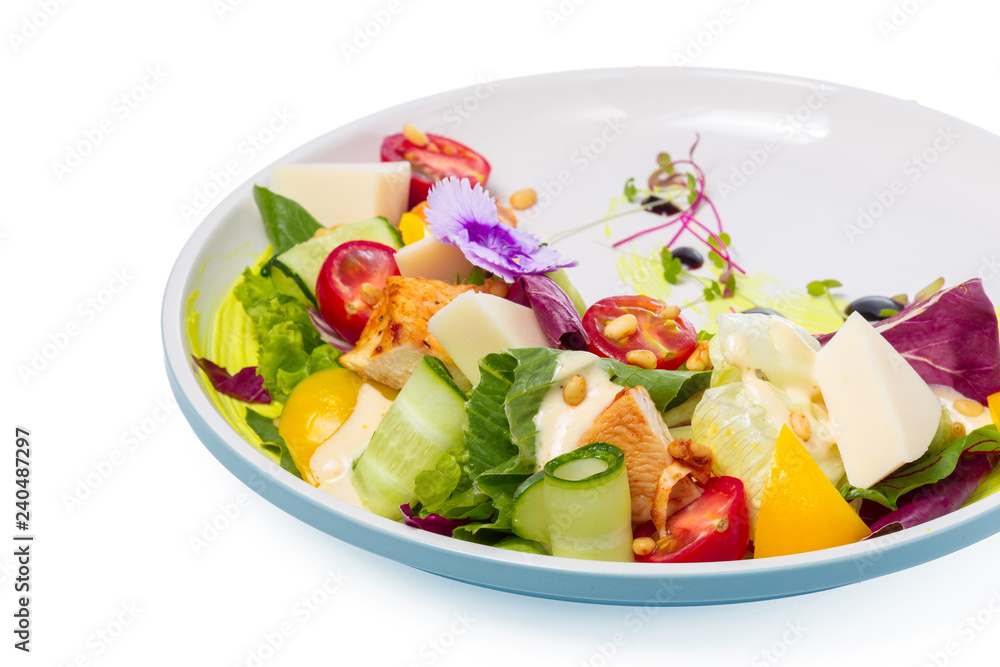 Fresh vegetable salad isolated on white background
