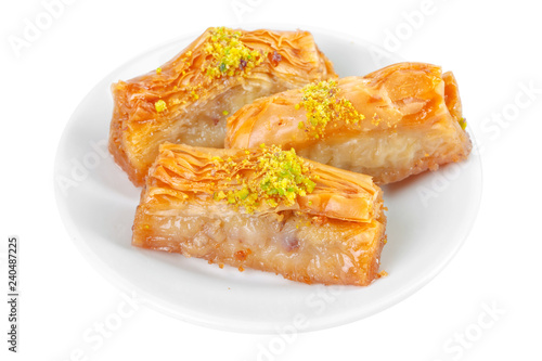 Turkish Ramadan Dessert Baklava isolated on white