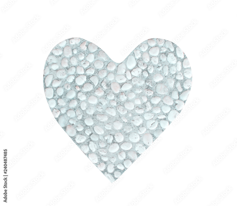 Small rock heart shaped patterns in concrete isolated on white background with clipping path Small rock heart shaped patterns in concrete isolated on white background with clipping path