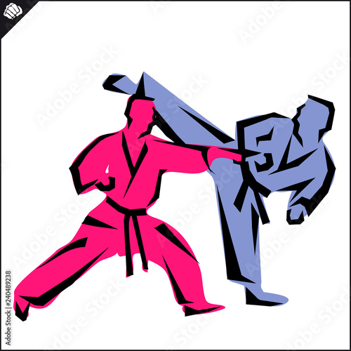 Martial art colored simbol design. Karate emblem.