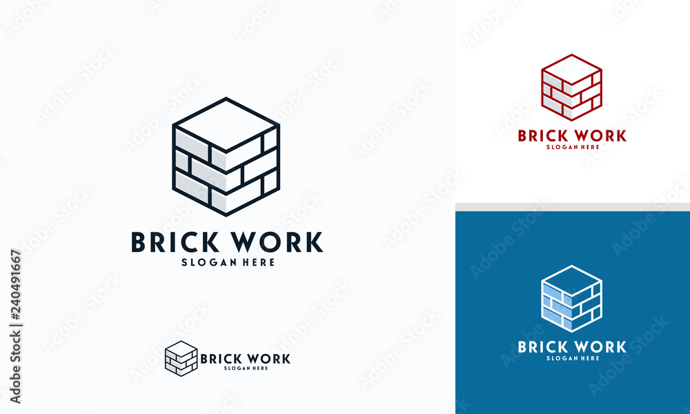 Fototapeta Modern Flat Brick logo, Brick Work simple modern logo template