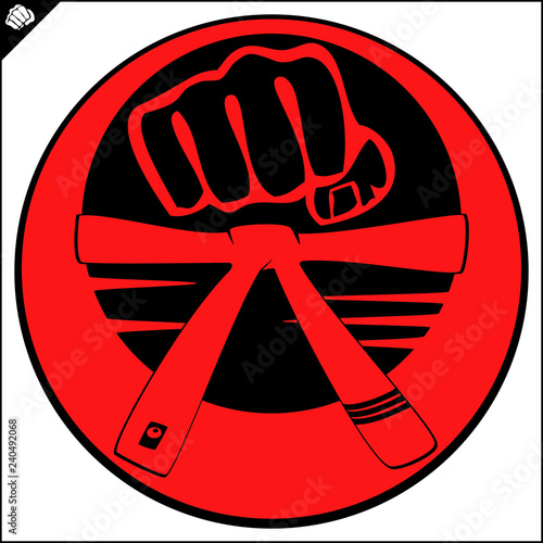 Martial art colored simbol design. Karate emblem.