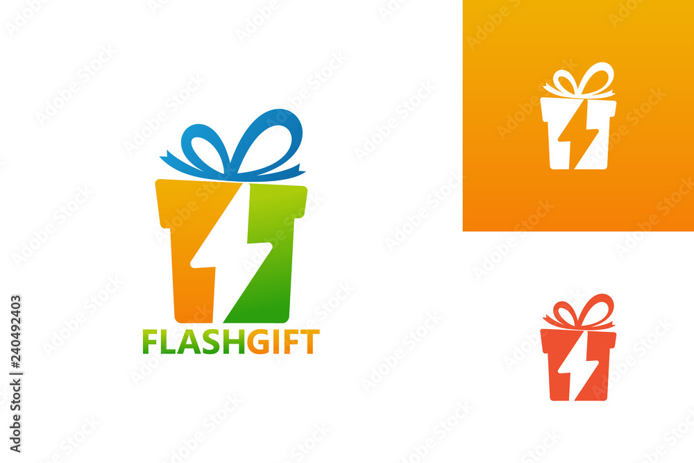 Flash Gift Logo Template Design Vector, Emblem, Design Concept, Creative Symbol, Icon