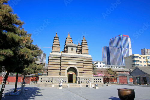 Sarira pagoda building landscape in the Five Pagoda Temple, Hohhot city, Inner Mongolia autonomous region, China